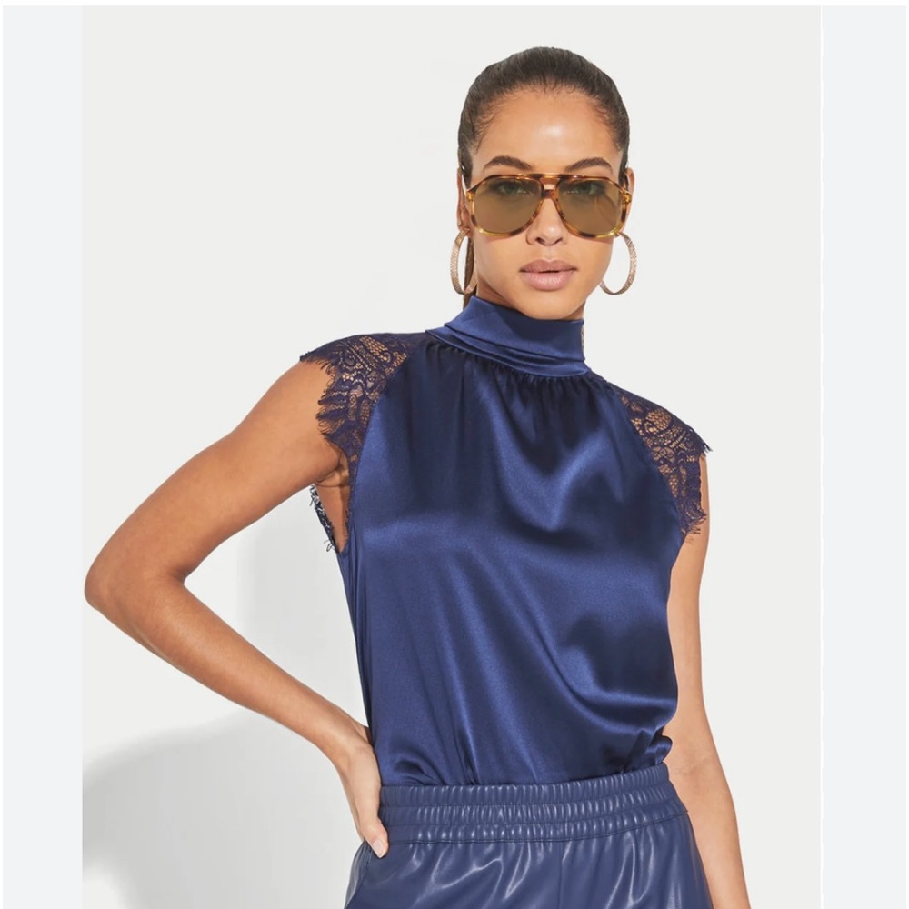 Generation Love Navy Silk Top Size Sm